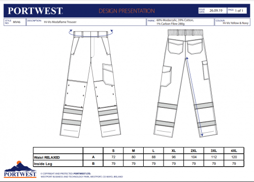 Pantaloni RIS, portocaliu/navy, regular, Modaflame HVO, Portwest